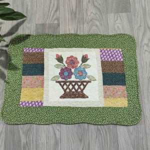 Thảm chùi chân cotton kích thước 40x60cm họa tiết hoa