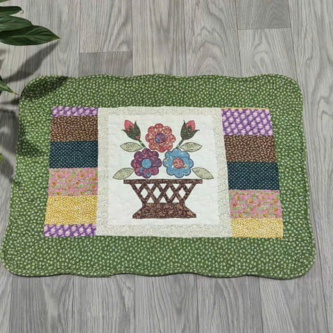 Thảm chùi chân cotton kích thước 40x60cm họa tiết hoa