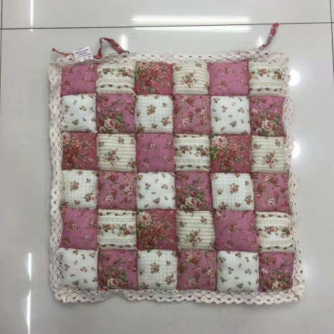 Nệm lót ghế ô vuông chần bông phong cách Nhật, kt 40x40cm( có dây buộc)