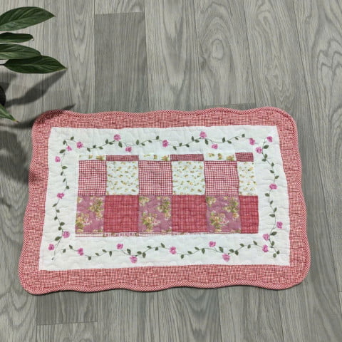 Thảm chùi chân cotton kích thước 40x60cm, mẫu hoa hồng