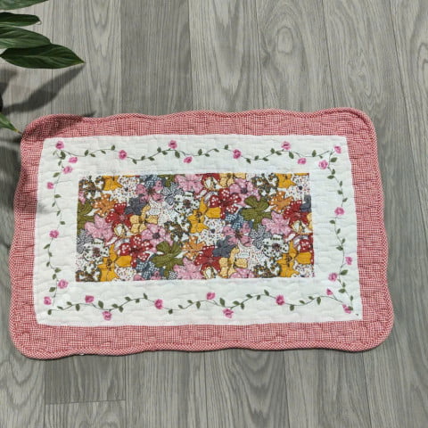 Thảm chùi chân cotton kích thước 40x60cm, mẫu hoa hồng nhí