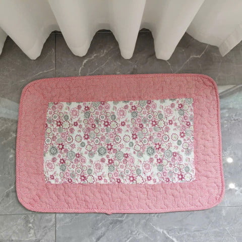 Thảm chùi chân cotton kích thước 40x60cm, mẫu hoa