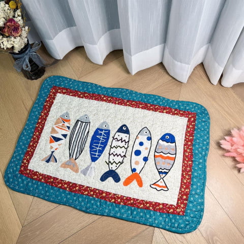 Thảm chùi chân cotton, kích thước 40x60cm, có hạt chống trượt bên dưới
