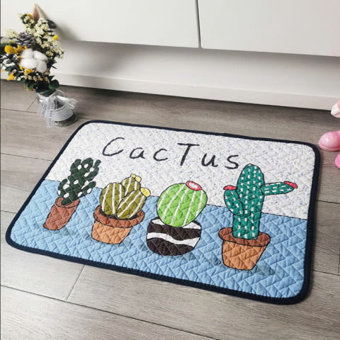Thảm chùi chân cotton, kích thước 40x60cm, có hạt chống trượt bên dưới